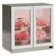 Kühlvitrine zur Fleischkonservierung Modell WALL MEAT 200 INOX, Temperatur -2°C / +10°C, Bruttovolumen 195 Lt, Außenmaße 900 x 565 x 852 mm.
