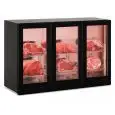 Kühlvitrine zur Fleischkonservierung Modell WALL MEAT 300 BLK, Temperatur -2°C / +10°C, Bruttovolumen 280 Lt, Außenmaße 1350 x 565 x 852 mm.