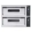 ELEKTRO-PIZZAOFEN - DIGITALE BEDIENUNG - Mod. BASIC XL66/D - 2 Backkammern - Schamottsteinboden - Backkammermaße in cm (BxTxH): 72 x 108 x 14 - Anzahl Pizzen insgesamt 6 + 6 (Ø cm 35) - Leistung 18 Kw - CE-Norm