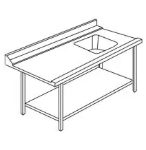 EINGANGSTISCH MIT WANNEN UND ERHÖHTEM RAND FÜR HAUBENSPÜLMASCHINEN - Mod ACTAVINV - STRUKTUR AUS EDELSTAHL AISI 304 - LINKS/RECHTS JE NACH MODELL - MIT UNTEREM REGAL - FÜR SPÜLMASCHINEN MODELL LAPI 50 C UND LAPI 50 C PL